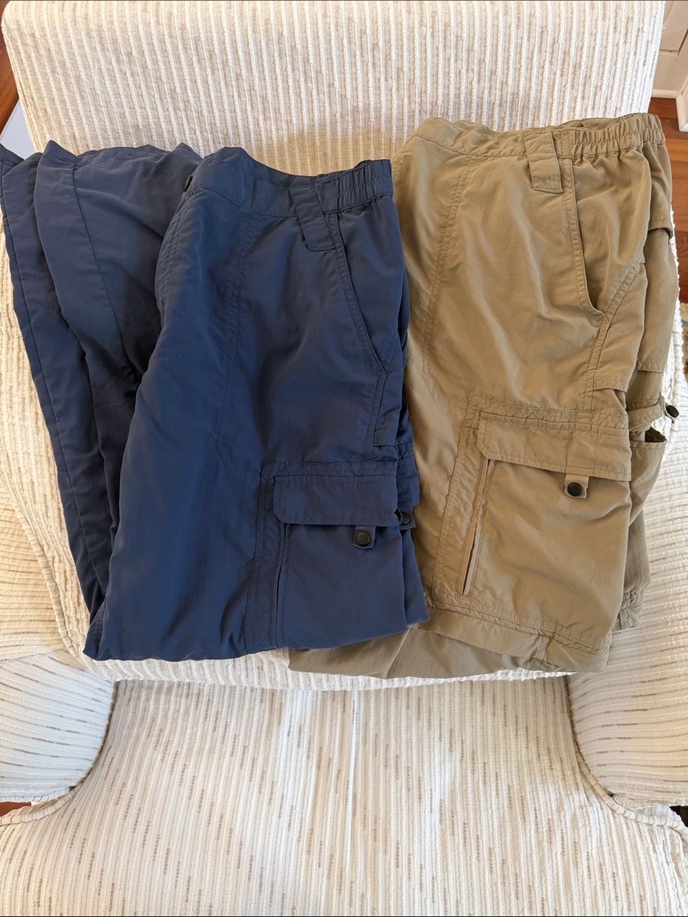 Kathmandu Men XL Lot of 2 Convertible Cargo Hiking Pants Tan Navy Nylon